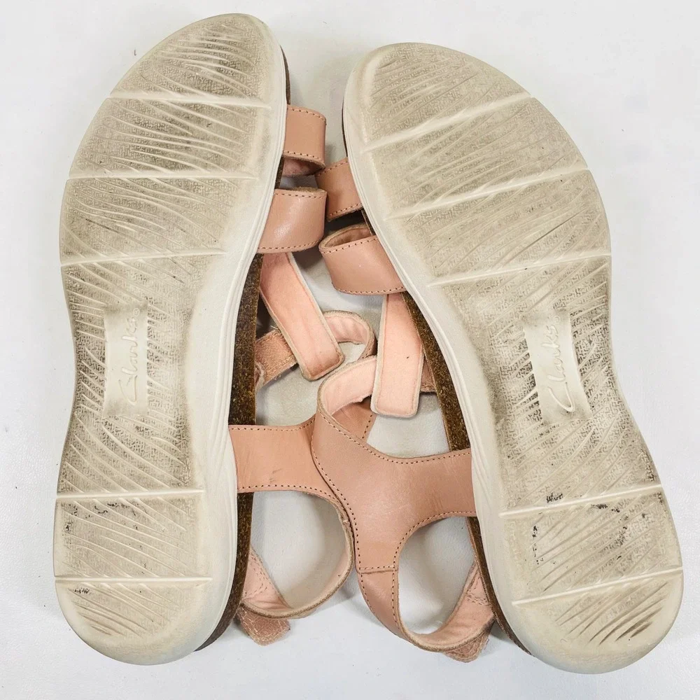 Clarks Collection Mira Tide Pink Leather Strappy Comfort Sandals Womens 11N